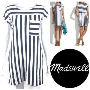 Madewell Zipline Sz S Blue & White Striped Tunic